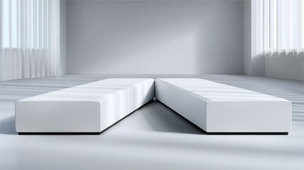 Poster - Two white beds that are placed next to each other