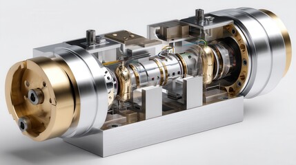 Poster - A machine with a gold and silver casing