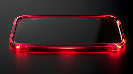 Wall Mural - Stunning Red Glass Tablet Mockup with Radiant Neon Edges and Glossy Finish for Modern Technology Displays