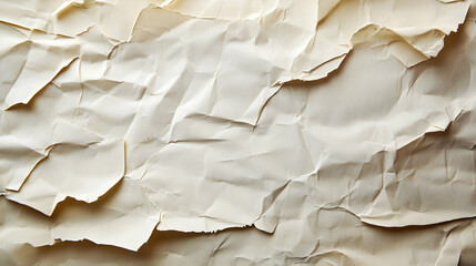 Poster - Textured surface of heavily crumpled and torn antique parchment paper sheet