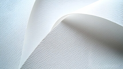Poster - Minimalist textured paper fold in soft white tones, abstract backdrop