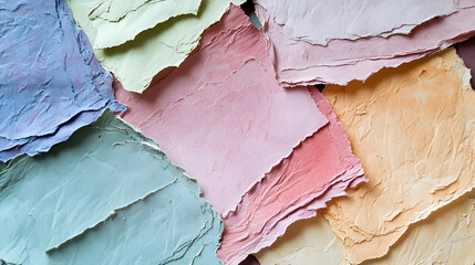 Poster - Artistic Arrangement of Delicate Textured Paper in Soft Pastel Tones