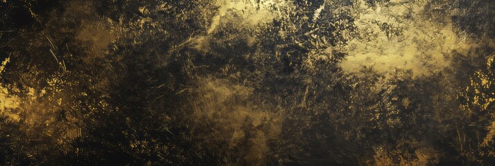 Poster - Abstract art featuring dark and golden tones in a textured background creating a captivating composition