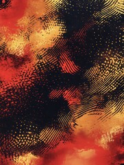 Poster - Vibrant abstract artwork featuring bold red, orange, and gold strokes on a dark background