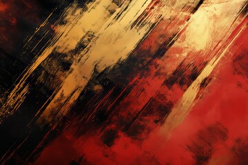 Poster - Vibrant abstract art displaying dynamic lines and bold colors in a captivating blend of red, gold, and black tones