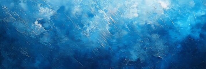 Poster - Vibrant abstract composition showcasing shades of blue and dynamic textures capturing the essence of tranquility and depth