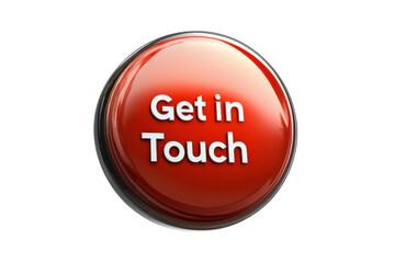 Poster - Bright pink button with an inviting message encouraging communication and connection in a friendly manner set against a transparent background