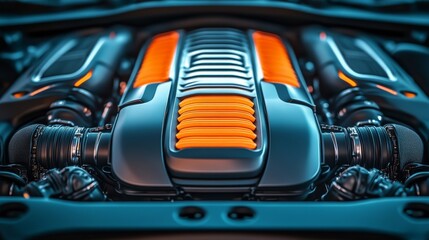 Poster - The turbocharger, specifically created for racing cars, boosts the vehicle's power and efficiency