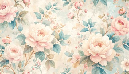  Elegant pink and blue floral wallpaper, a blossoming design for walls pink
