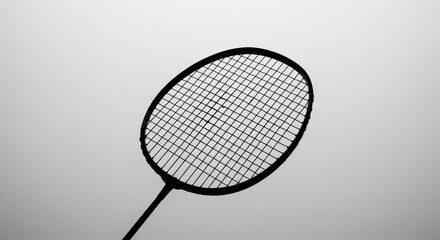 Badminton Racket Minimalism Abstract Sports Equipment Simplicity Black and White Photo Art Detail