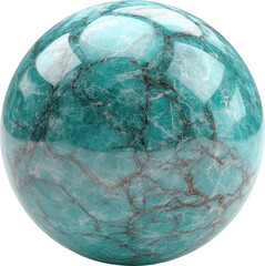 Poster - Vibrant turquoise sphere showcasing a detailed marble-like texture, reflecting light.