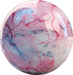 Poster - Vibrant, glossy sphere featuring a swirling pink and white marble pattern.  The smooth surface reflects light.