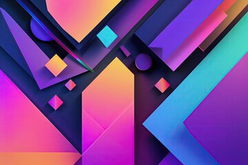 Poster - Vibrant Gradient Background with Geometric Shapes for Music Event Invitations and Flyers