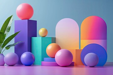 Poster - Vibrant Gradient Shapes Artwork Modern Graphic Design Cover