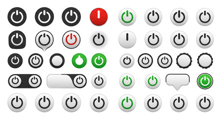 Poster - Power Button Icons Graphic Set On Off Switch Symbols Interface Elements Design Collection Vector