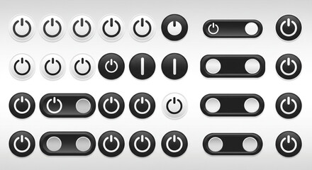 Poster - Power On Off Button Icons Electronic Device Controls User Interface Element Design Switch Toggle