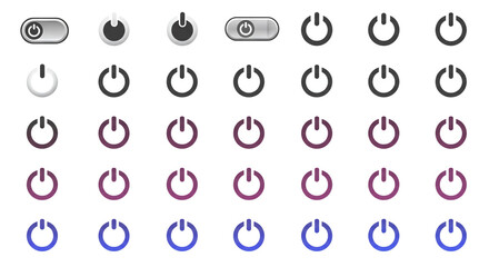 Poster - Power On Off Icons Set Vector Collection Design Elements Start Button Switch Computer Modern Tech