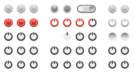 Poster - Power Button Icon Set On Off Toggle Switch UI Design Vector Icons Technology Graphic Web Element