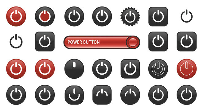 Power buttons Icon collection switch on or off interface design vector graphics ui elements web