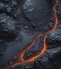 Wall Mural - Intricate blue lava stone, swirling patterns, rich texture, force, design, intense