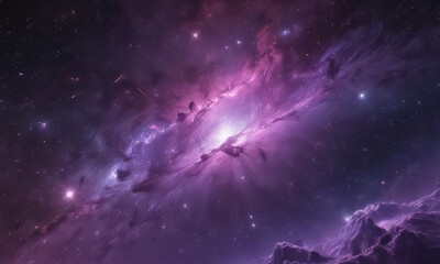 Wall Mural - Purple cosmic backdrop, glowing nebulae, dense starfield ,  universe,  cosmic