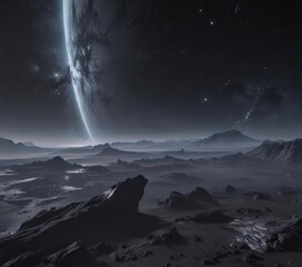 Wall Mural - Vast, inky black expanse, distant nebulae shimmer ,  celestial,  stardust