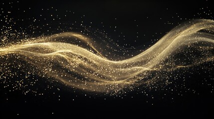 Poster - Golden particles flowing in waves