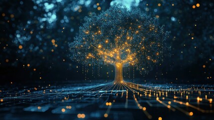 Poster - Illuminated digital tree