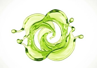 Fototapete - Dynamic Green Liquid Splash Abstract Swirling Motion, Freshness Concept