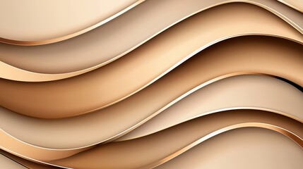Poster - Elegant Abstract Wave Patterns in Soft Beige and Brown Tones with Smooth Curves and Highlights