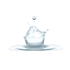 Poster - Captivating crystal clear water droplet suspended in mid-air creating an artistic splash effect revealing delicate intricacies