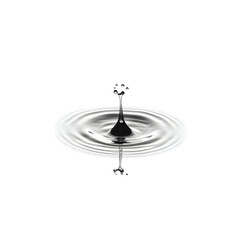 Aufkleber - Captivating water drop impact creating ripples and intricate splashes on a smooth surface against the infinite void