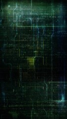 Wall Mural - vertical circuit board ai thought process 4k loop features animated scrolling text on a dark backgro