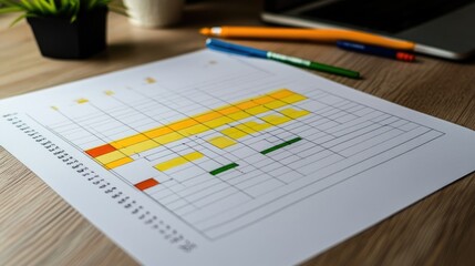 Poster - Project overview printout with cost estimation, scheduling, and resource planning