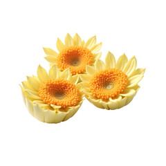 Poster - Delicate Trio of Yellow Daisies in Full Bloom, Showcasing Vibrant Centers and Graceful Petals Against a Minimalistic Layout