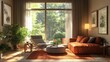 © Daisha - Serene interior with nature view featuring modern furniture and warm tones
