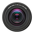 © Hamza - Front View Of Professional Zoom Camera Lens Realistic Optical Photography Equipment With Glass Reflection Detail