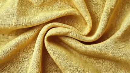 Poster - Close-up of wrinkled yellow fabric with intricate folds and texture, perfect for design purposes.