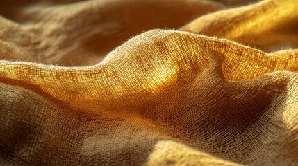 Poster - Close-up of wrinkled yellow fabric with intricate folds and texture, perfect for design purposes.