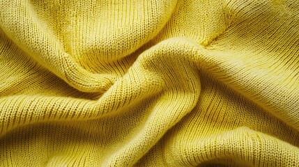 Poster - Close-up of wrinkled yellow fabric with intricate folds and texture, perfect for design purposes.