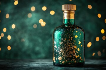Poster - Emerald green bottle with golden accents.