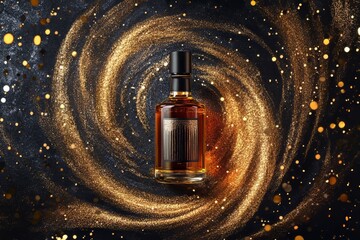 Poster - Elegant liquor bottle displayed on a sparkling dark background.