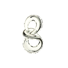 Poster - Elegant Silver Splash Loops, A Fluid Abstract Sculpture Displaying Intertwined Reflections and Dynamic Movement Against a Void