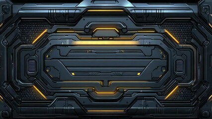 Poster - Futuristic, dark, metallic panel with glowing yellow lines