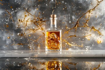 Poster - Elegant liquor bottle displayed against a textured backdrop.