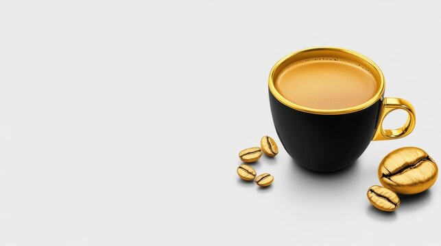 A premium coffee logo with an elegant design, showcasing a luxury coffee cup, high-end typography, and minimalist elements in a gold and black color scheme