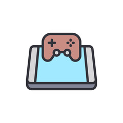 Leinwandbilder - Cartoonish Controller Symbol On Tablet Illustrating Gaming And Technology