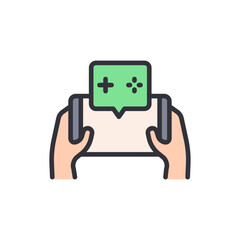 Poster - Engaging Mobile Gaming Experience Featuring Human Hands And Interface