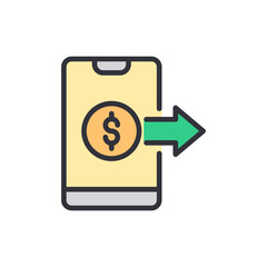 Poster - Mobile Payment Application Showing Money Transfer On Transparent Surface