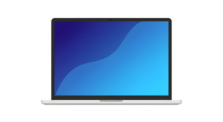 Fototapete - Flat design illustration. Open laptop graphic. blue gradient screen. isolated on white or transparent background. PNG